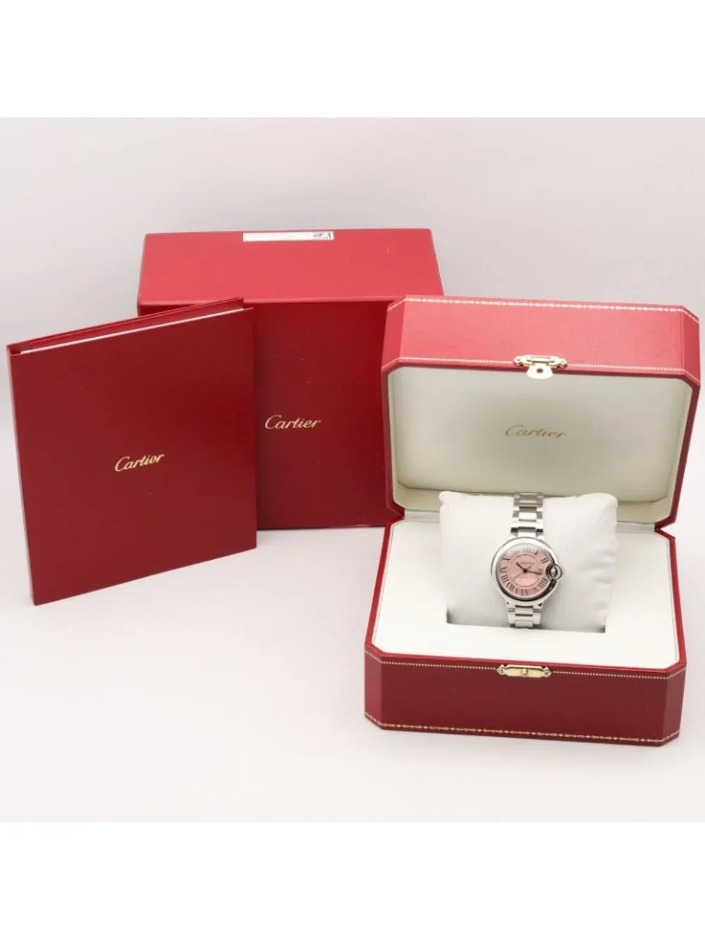 Cartier Watch Baron Blue 33 Pink Stainless Steel